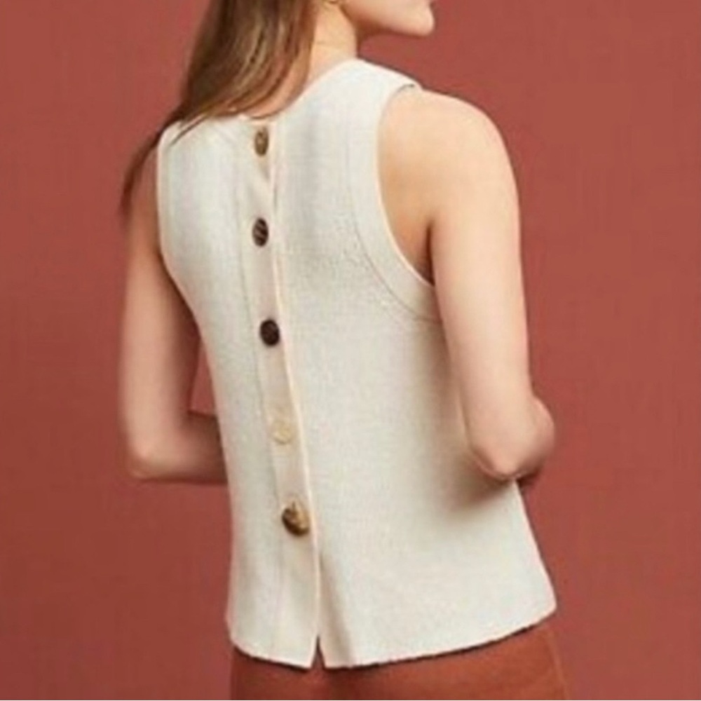 Moth by Anthropologie | Buttoned Sweater Tank, Statement Back Buttons Sz.‎ S